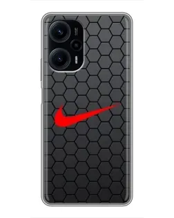 Чехол для Xiaomi POCO F5 с картинкой «Nike — карбоновая сетка»