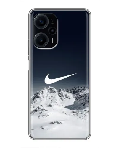 Чехол для Xiaomi POCO F5 с картинкой «Nike — зимние горы»