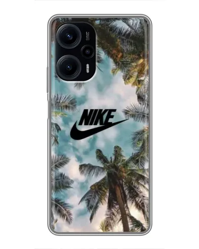Чехол для Xiaomi POCO F5 с картинкой «Тропический принт Nike» Чехол для Xiaomi POCO F5 с картинкой «Тропический принт Nike»