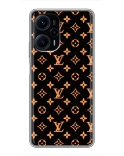 Чехол для Xiaomi POCO F5 с картинкой «Золотая монограмма LV»