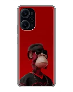 Чехол для Xiaomi POCO F5 с картинкой «Bored Ape в красном»