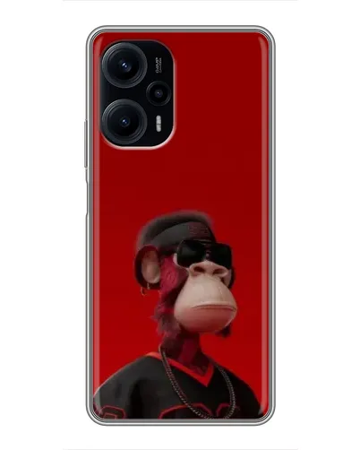 Чехол для Xiaomi POCO F5 с картинкой «Bored Ape в красном»