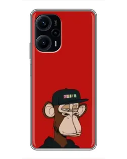 Чехол для Xiaomi POCO F5 с картинкой «Bored Ape — красный фон»