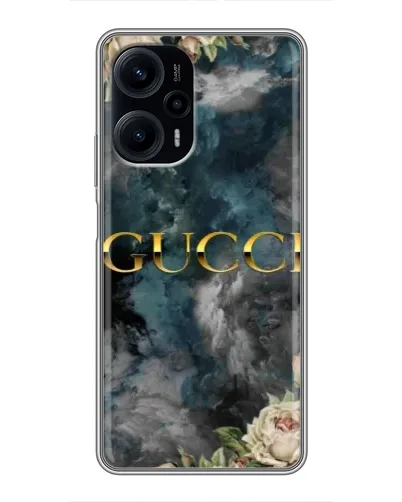 Чехол для Xiaomi POCO F5 с картинкой «Абстрактные цветы Gucci»
