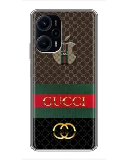 Чехол для Xiaomi POCO F5 с картинкой «Gucci — брендированный десерт» Чехол для Xiaomi POCO F5 с картинкой «Gucci — брендированный десерт»