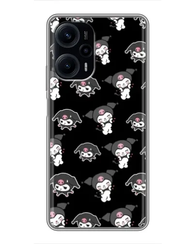 Чехол для Xiaomi POCO F5 с картинкой «Черный паттерн Kuromi»