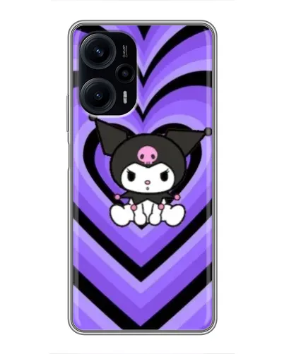 Чехол для Xiaomi POCO F5 с картинкой «Kuromi и фиолетовые сердца»