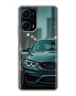 Чехол для Xiaomi POCO F5 с картинкой «BMW в огнях города»