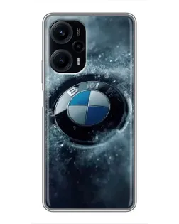 Чехол для Xiaomi POCO F5 с картинкой «Логотип BMW — лед»
