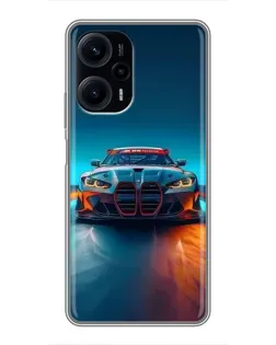 Чехол для Xiaomi POCO F5 с картинкой «BMW — огни неона»