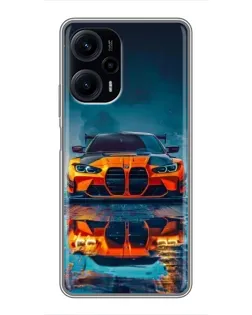 Чехол для Xiaomi POCO F5 с картинкой «BMW — золотая эмблема»