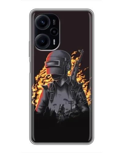 Чехол для Xiaomi POCO F5 с картинкой «PUBG — огненный силуэт» Чехол для Xiaomi POCO F5 с картинкой «PUBG — огненный силуэт»