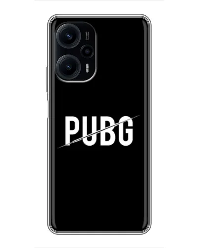 Чехол для Xiaomi POCO F5 с картинкой «PUBG — белый логотип» Чехол для Xiaomi POCO F5 с картинкой «PUBG — белый логотип»