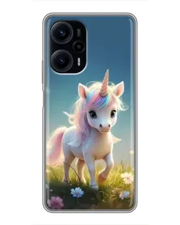 Чехол для Xiaomi POCO F5 с картинкой «Единорог на поляне»