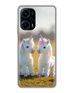 Чехол для Xiaomi POCO F5 с картинкой «Пара единорогов»