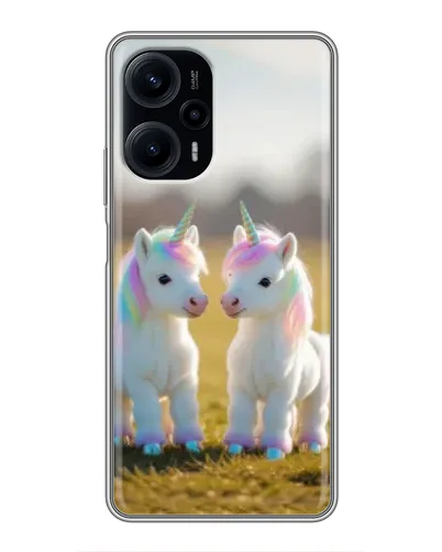 Чехол для Xiaomi POCO F5 с картинкой «Пара единорогов»