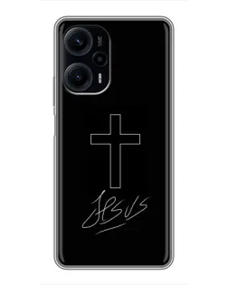 Чехол для Xiaomi POCO F5 с картинкой «Графический крест Jesus»