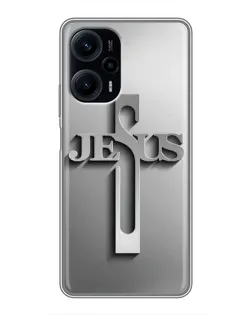 Чехол для Xiaomi POCO F5 с картинкой «Металлический крест Jesus»