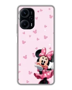 Чехол для Xiaomi POCO F5 с картинкой «Минни Маус и сердечки»
