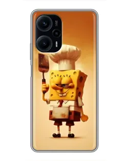 Чехол для Xiaomi POCO F5 с картинкой «Губка Боб повар»