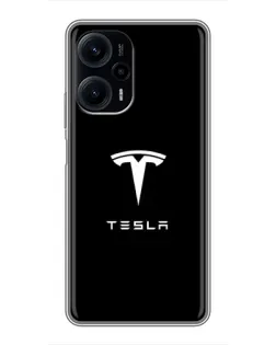 Чехол для Xiaomi POCO F5 с картинкой «Tesla White Logo»
