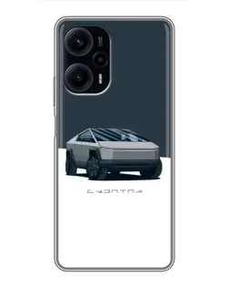 Чехол для Xiaomi POCO F5 с картинкой «Серебристый Cybertruck Tesla»
