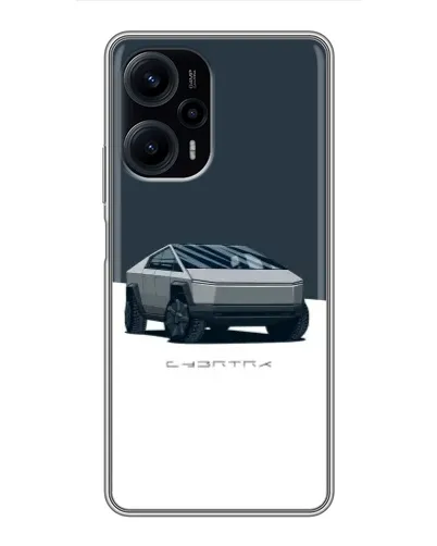 Чехол для Xiaomi POCO F5 с картинкой «Серебристый Cybertruck Tesla»