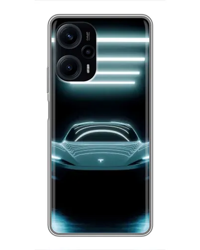 Чехол для Xiaomi POCO F5 с картинкой «Tesla в неоне»