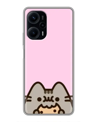 Чехол для Xiaomi POCO F5 с картинкой «Pusheen и печенье»