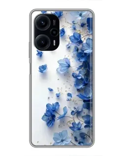 Чехол для Xiaomi POCO F5 с картинкой «Голубой цветочный каскад»