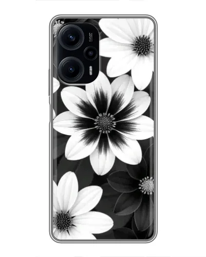 Чехол для Xiaomi POCO F5 с картинкой «Монохромные астры»
