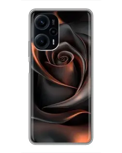 Чехол для Xiaomi POCO F5 с картинкой «Шелковая черная роза»