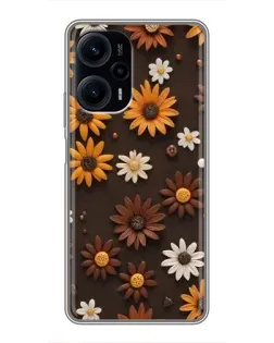 Чехол для Xiaomi POCO F5 с картинкой «Узор из маленьких подсолнухов»
