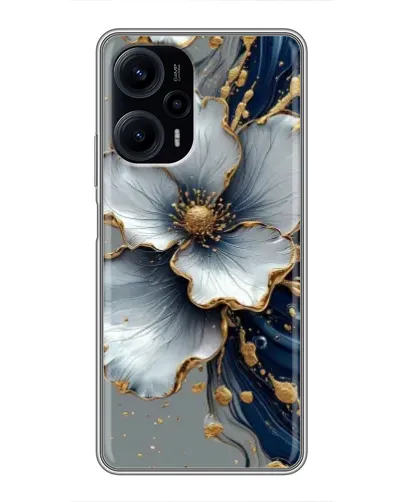 Чехол для Xiaomi POCO F5 с картинкой «Белый цветок и золотой флюид» Чехол для Xiaomi POCO F5 с картинкой «Белый цветок и золотой флюид»