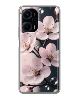Чехол для Xiaomi POCO F5 с картинкой «Нежная сакура и капли»