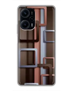 Чехол для Xiaomi POCO F5 с картинкой «Коричневые объемные квадраты» Чехол для Xiaomi POCO F5 с картинкой «Коричневые объемные квадраты»