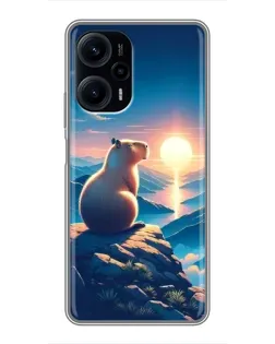 Чохол для Xiaomi POCO F5 з картинкою «Захід сонця з капібарою» Чохол для Xiaomi POCO F5 з картинкою «Захід сонця з капібарою»