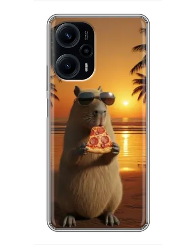 Чехол для Xiaomi POCO F5 с картинкой «Капибара с пиццей» Чехол для Xiaomi POCO F5 с картинкой «Капибара с пиццей»