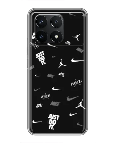 Чехол для Xiaomi POCO F6 Pro с картинкой «Nike Black Pattern»