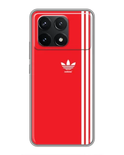 Чехол для Xiaomi POCO F6 Pro с картинкой «Красный минимализм Adidas»