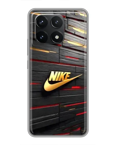 Чехол для Xiaomi POCO F6 Pro с картинкой «Золотой Nike на металле»
