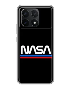 Чехол для Xiaomi POCO F6 Pro с картинкой «NASA — классика Red Blue»