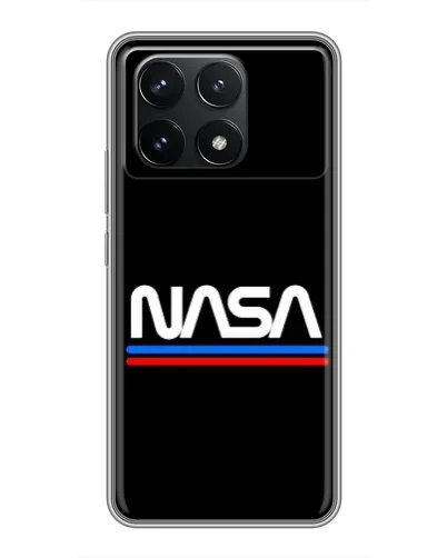 Чехол для Xiaomi POCO F6 Pro с картинкой «NASA — классика Red Blue»