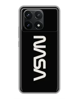 Чехол для Xiaomi POCO F6 Pro с картинкой «NASA — вертикальный логотип»