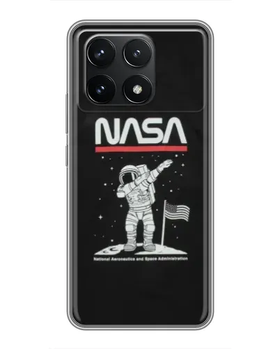 Чехол для Xiaomi POCO F6 Pro с картинкой «NASA — шагаем по Луне»