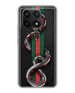 Чехол для Xiaomi POCO F6 Pro с картинкой «Gucci — змея на полосе» Чехол для Xiaomi POCO F6 Pro с картинкой «Gucci — змея на полосе»