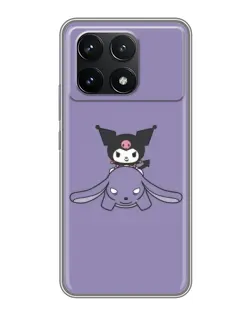Чехол для Xiaomi POCO F6 Pro с картинкой «Kuromi на лиловом фоне»