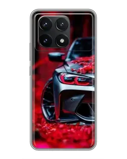 Чехол для Xiaomi POCO F6 Pro с картинкой «Спортивная BMW и цветы» Чехол для Xiaomi POCO F6 Pro с картинкой «Спортивная BMW и цветы»