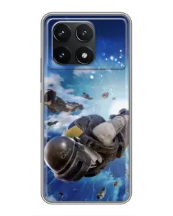 Чехол для Xiaomi POCO F6 Pro с картинкой «Десант PUBG — прыжок»