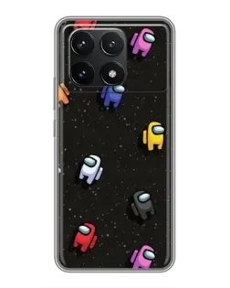 Чехол для Xiaomi POCO F6 Pro с картинкой «Космический паттерн Among Us»